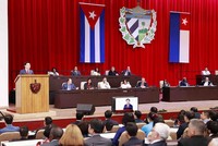 Chủ tịch Quốc hội Vương Đình Huệ dự và phát biểu tại phiên họp đặc biệt của Quốc hội Cuba khóa X, lễ kỷ niệm 62 năm Chiến thắng Giron (Ảnh: Doãn Tấn).