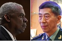 Bộ trưởng Quốc phòng Mỹ Lloyd Austin và người đồng cấp Trung Quốc Lý Thượng Phúc. (Nguồn: Getty Images/AP)