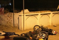 Hiện trường một vụ đâm xe. (Ảnh: Công an cung cấp)