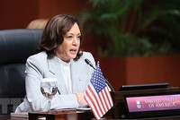 Phó Tổng thống Mỹ Kamala Harris phát biểu tại Hội nghị Cấp cao ASEAN-Hoa Kỳ lần thứ 11. (Ảnh: Dương Giang/TTXVN)