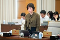 Thứ trưởng Bộ Kế hoạch và Đầu tư Nguyễn Thị Bích Ngọc phát biểu tại phiên họp.