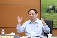 Thủ tướng Phạm Minh Chính phát biểu tại tổ. Ảnh: Duy Linh.