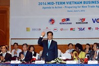 Thủ tướng Nguyễn Tấn Dũng dự Diễn đàn DN Việt Nam giữa kỳ 2014. Ảnh: VGP