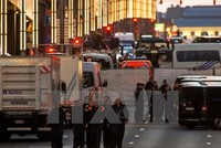 Cảnh sát Bỉ phong tỏa ga tàu điện ngầm Maelbeek ở Brussels sau vụ tấn công khủng bố ngày 22/3. (Nguồn: AFP/TTXVN)