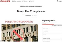 Thư kiến nghị trực tuyến có tên "Xóa tên Trump" của cư dân tòa nhà. Ảnh: Change.org