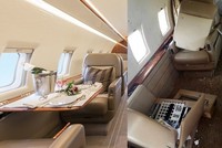 Nội thất máy bay trước và sau sự cố. Ảnh:Flight Service Bureau.