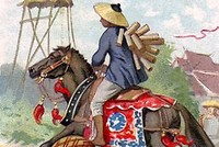Phu trạm đeo công văn đựng trong ống tre, cưỡi ngựa để chuyển những công văn khẩn cấp. Ảnh minh họa.