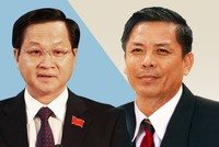 Từ trái qua: Ứng viên Tổng thanh tra Chính phủLê Minh Khái và ứng viên Bộ trưởng Giao thông Nguyễn Văn Thể.