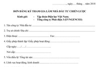 Mẫu đơn đăng ký làm nhà đầu tư chiến lược Tổng công ty Phát điện 3