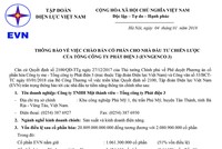 EVN thông báo về việc chào bán cổ phần cho nhà đầu tư chiến lược của Tổng công ty Phát điện 3