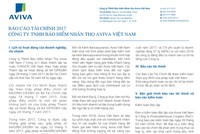 Công ty TNHH Bảo hiểm nhân thọ Aviva Việt Nam công bố báo cáo tài chính kiểm toán năm 2017