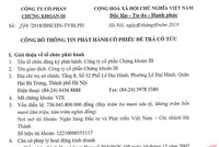 CTCP Chứng khoán IB thông báo phát hành cổ phiếu để trả cổ tức