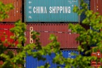 Các container hàng Trung Quốc đặt tại một cảng ở Boston, Massachusetts (Mỹ). Ảnh:Reuters