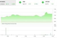 Phiên giao dịch chiều 5/10: Sắc tím nở rộ, VN-Index lấy lại mốc 1.100 điểm 