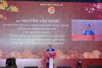 Ông Nguyễn Văn Được, Bí thư Tỉnh ủy Long An phát biểu tại buổi Họp mặt. (Ảnh: Việt Dũng)