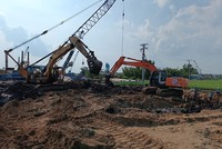 Thi công trên tuyến cao tốc Cần Thơ - Cà Mau