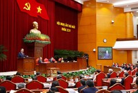 Tổng Bí thư Tô Lâm phát biểu tại Hội nghị lần thứ nhất Ban Chấp hành Trung ương Đảng khóa XIV. Ảnh: TTXVN