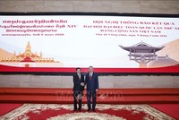 [Ảnh] Hội nghị thông báo kết quả Đại hội Đảng XIV của Việt Nam tại Lào