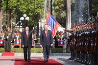 Lễ đón trọng thể Tổng Bí thư Tô Lâm tại thủ đô Viêng Chăn (Lào)