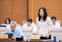 Bộ trưởng Bộ Văn hóa, Thể thao và Du lịch Lâm Thị Phương Thanh trình bày tờ trình - Ảnh: Mediaquochoi.
