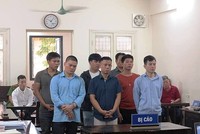 Các bị cáo tại phiên tòa năm 2018.