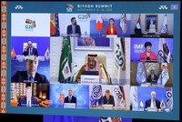 Hội nghị thượng đỉnh G20 trực tuyến do Ả Rập Xê Út chủ trì ở Brussels vào ngày 21/11/2020. Nguồn: AFP