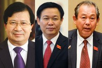 Ba ứng viên được Thủ tướng Chính phủ giới thiệu để Quốc hội bầu làm Phó Thủ tướng: ông Trịnh Đình Dũng, ông Vương Đình Huệ và ông Trương Hòa Bình
