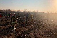 Hiện trường vụ rơi máy bay. Ảnh: AP.