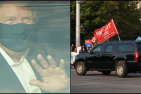 Nhóm báo chí Nhà Trắng và các bác sĩ phản ứng khi ông Trump rời bệnh viện để chào người ủng hộ