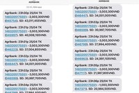 Tài khoản của một khách hàng Agribank liên tục bị rút tiền tối 25/4.