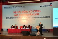 Ông Lê Đức Thọ, Chủ tịch HĐQT VietinBank phát biểu tại ĐHCĐ bất thường 2018.