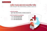 Agribank miễn phí chuyển tiền ủng hộ Quỹ vắc xin phòng, chống Covid-19