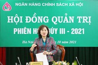Bà Nguyễn Thị Hồng, Ủy viên TW Đảng, Thống đốc NHNN Việt Nam kiêm Chủ tịch HĐQT NHCSXH chủ trì phiên họp.