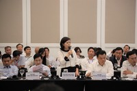 Bà Đỗ Thị Bích Hồng, Viện Chiến lược, Ngân hàng Nhà nước phát biểu tại Hội thảo