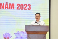 Ông Nguyễn Thanh Tùng, Tổng Giám đốc Vietcombank phát biểu tại Hội nghị Sơ kết hoạt động ngân hàng 