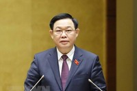 Chủ tịch Quốc hội Vương Đình Huệ phát biểu bế mạc kỳ họp thứ 4 Quốc hội khoá XV (Ảnh: TTXVN)