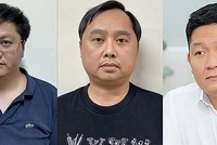 Các bị can (từ trái qua phải): Đỗ Đức Nam, Đỗ Thành Nhân và Phạm Thanh Tùng.