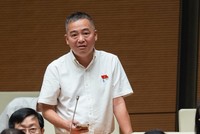 Đại biểu Quốc hội Nguyễn Lân Hiếu (đoàn Bình Định) chất vấn với Bộ trưởng GTVT Nguyễn Văn Thắng chiều 7/6.