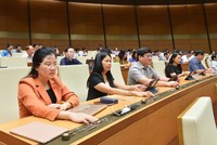 Các đại biểu Quốc hội ấn nút thông qua Luật Giao dịch điện tử sáng 22/6