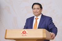 Thủ tướng Phạm Minh Chính phát biểu tại Hội nghị về ngoại giao kinh tế chiều 2/4 (Ảnh: VGP)