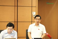 Đại biểu Huỳnh Thành Chung (đoàn Bình Phước) thảo luận tại tổ sáng 13/11 về chủ trương đầu tư đường sắt cao tốc Bắc Nam