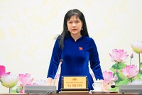 Bà Tạ Thị Yên, Phó chủ nhiệm Uỷ ban Công tác đại biểu của Quốc hội thông tin tại buổi họp báo trưa 19/2
