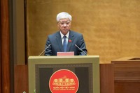 Chủ tịch Ủy ban Trung ương Mặt trận Tổ quốc Việt Nam Đỗ Văn Chiến trình bày Báo cáo tổng hợp ý kiến, kiến nghị của cử tri sáng 20/10 (Ảnh; quochoi.vn)