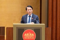 Đại tướng Lương Tam Quang, Bộ trưởng Bộ Công an trình bày Báo cáo tóm tắt giải trình, tiếp thu, chỉnh lý dự thảo Nghị quyết trước Quốc hội sáng 24/8