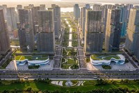 Phối cảnh Quảng trường Trung tâm – không gian kết nối Khu đô thị Đa mục tiêu Lĩnh Nam và Khu đô thị Định cư Lĩnh Nam (Hà Nội) do liên danh có Tập đoàn Tương Lai Sông Hồng triển khai.