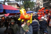 Hình ảnh linh vật năm mới xuất hiện khắp phố Hà Nội