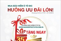 BIC giảm 35% phí bảo hiểm ô tô qua kênh trực tuyến