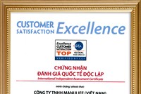 Manulife được trao chứng nhận "Doanh nghiệp xuất sắc về chỉ số hài lòng khách hàng"