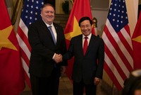 Phó Thủ tướng, Bộ trưởng Bộ Ngoại giao Phạm Bình Minh và Ngoại trưởng Mỹ Michael R. Pompeo tại cuộc gặp ở Hà Nội vào ngày 26/2/2019. Ảnh: Bộ Ngoại giao Mỹ