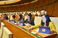 Tỷ lệ nữ đại biểu Quốc hội, đại biểu Hội đồng nhân dân các cấp đều tăng so với nhiệm kỳ trước . Trong ảnh: nữ đại biểu Quốc hội khoá 14 - (Ảnh QP)